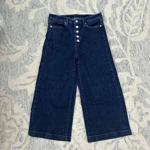Banana Republic Wide Leg High Rise Button Fly Crop Dark Jeans 29 EUC​